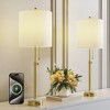 Maxax Gold Iron Adjustable Table Lamps with USB Charging, Modern Desk Lamps with White Fabric Shade for Bedroom, Living Room - 2 of 4