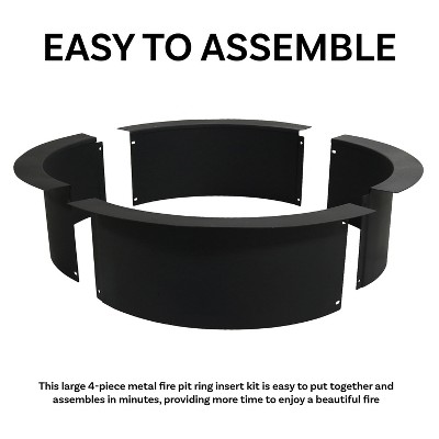 Sunnydaze 42-Inch Black Steel Fire Pit Ring Insert