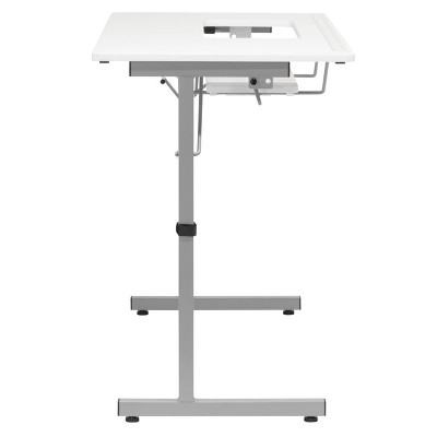 Rollaway II Silver and White Foldable Sewing Table with Laminate Top