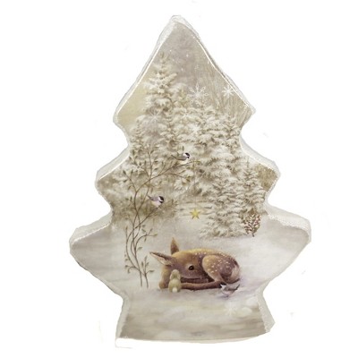 Stony Creek 8.75 In Soft Winter Christmas Tree Christmas  Snowy Scene Novelty Sculpture Lights