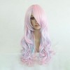 Unique Bargains Women's Curly Wigs 28" Pink Gradient Blue  with Wig Cap - 2 of 4