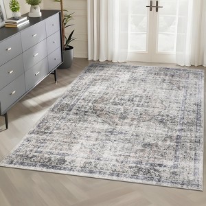 COZONY Washable Area Rug Mat, Non-Slip TPR Backing, Low Pile Bohemian Vintage Pattern Carpet Runner for Living Room, Bedroom, Entryway - 1 of 4