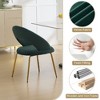 Kumasinova Velvet Upholstered Dining Chair with Curved Backrest, Single Ergonomic Kitchen Chair with Golden Metal Legs, Adjustable Foot Nails - 2 of 4