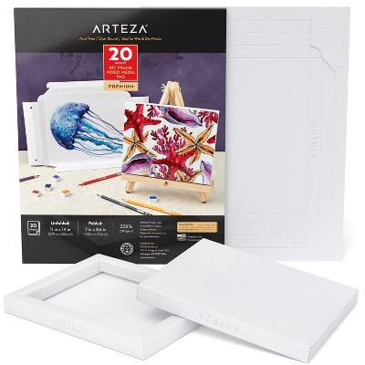 Arteza Mixed Media Pad, White DIY Frame, Bleed-Proof Paper, 11"x14", DIY Ready-to-Hang Artwork Kit - 20 Sheets (ARTZ-2014)