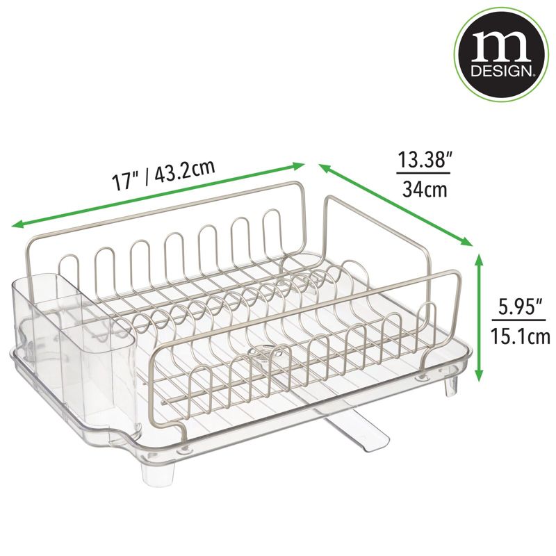 mDesign Large Kitchen Dish Drying Rack / Drainboard, Swivel Spout, 4 of 6
