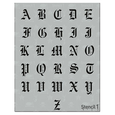 Stencil1 Old English Font 1" - Letter Stencil 8.5" x 11"