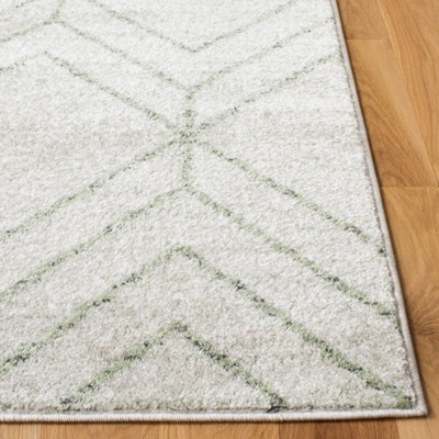 Sage and Ivory Geometric Easy Care Rectangular Rug