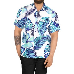 HAPPY BAY Mens Hawaiian Shirts Short Sleeve Button Down Shirt Men's Aloha Shirts Casual Vacation Summer Party Caribbean Shirts Funny - 1 of 4