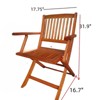 FONTOI Folding Chair Set of 4, Portable Slatted Chairs Set of 4 with Curved Backs, 4-Piece Folding Chairs for Party Kitchen, Brown, 17.75"*31.9"*16.7" - 2 of 4