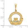 Black Bow Jewelry 14k Yellow Gold Polished & Satin Claddagh Pendant, 21mm (13/16 inch) - 4 of 4