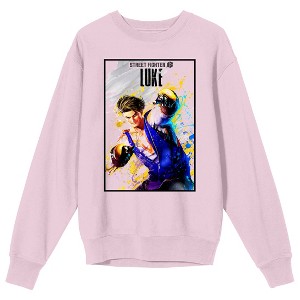 Street Fighter VI Luke In Frame Crew Neck Long Sleeve Cradle Pink Adult Sweatshirt - 1 of 2