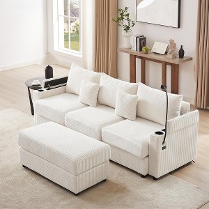 2/4/5/6 pcs Sectional Sofa Couch, Storage Sofa Chair with Movable Ottoman, USB Ports, Cup Holders, Phone Holder -ModernLuxe - 1 of 4