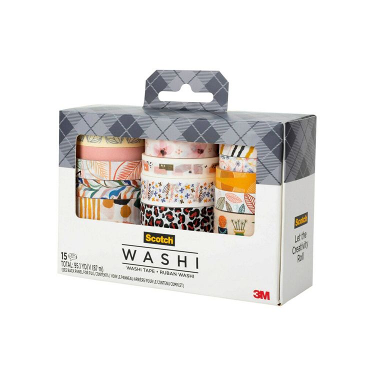 Scotch 15pk Expressions Washi Tape: Multicolor Decorative & Cute Tape Set for Art & Stationery, 4 of 6