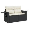 vidaXL 3 Piece Patio Sofa Set with Cushions - Black and Cream - 4 of 4