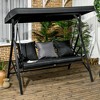Outsunny 3-Seat Patio Swing Chair, Outdoor Canopy Swing Glider with Cushion with 3 Throw Pillows & Adjustable Shade for Porch - 3 of 4