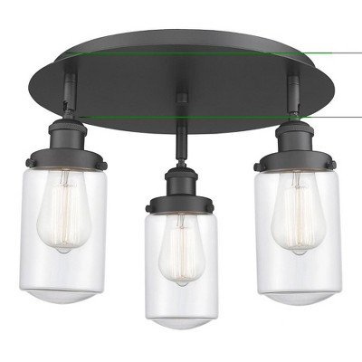 Dover - 3 Light Flush Mount In Art Deco Style-10 Inches Tall and 16.25 Inches Wide