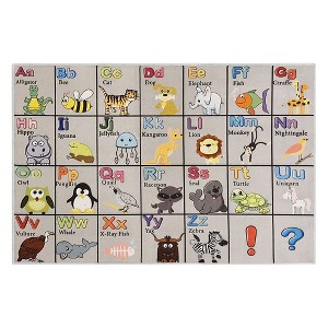 Padded Velvet Fleece Polyester Rug - Low Pile, Non-Slip, Easy-Clean, Ideal for Kids' Rooms - Antistatic, Durable - 47 x 71 Inches - Alphabet - 1 of 4