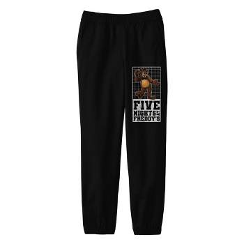 Five Nights at Freddy's Character with Checkered Background Youth Black Graphic Jogger Pants
