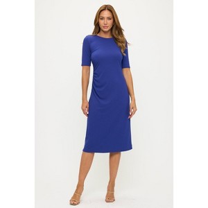 WEST K Women's Darcy Side-Ruched Crew Neck Knit Midi Dress - 1 of 4