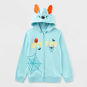 Kids' Halloween Stitch Zip-up Sweatshirt - Blue - 1 of 4