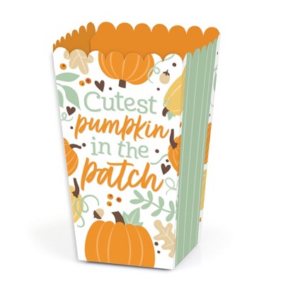 Big Dot of Happiness Little Pumpkin - Fall Birthday Party or Baby Shower Favor Popcorn Treat Boxes - Set of 12