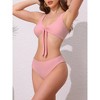 INSPIRE CHIC Women's Lace Up Decoration Push Up Bikini Sets, Wide Strap Top Triangle Bottom Swimwear Bathing Suits 1 Set - 2 of 4