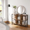 Bookshelf, Cube Shelf, Console Table, TV Stand with 6 Storage Cubes, 13 x 47.2 x 31.5 Inches Industrial Design, Rustic Brown - 3 of 4