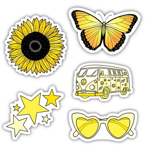 Big Moods Sunny Vibes Watercolor Aesthetic Sticker Pack 5pc