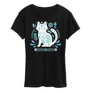 Women's - Instant Message - Scandinavian Cat Short Sleeve Graphic T-Shirt - 1 of 4