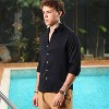 Campus Sutra Men Men's Onyx Black Abstract-Textured Shirt - 3 of 4