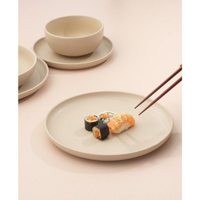 Matte Beige Ceramic Dinner Plates Set of 6
