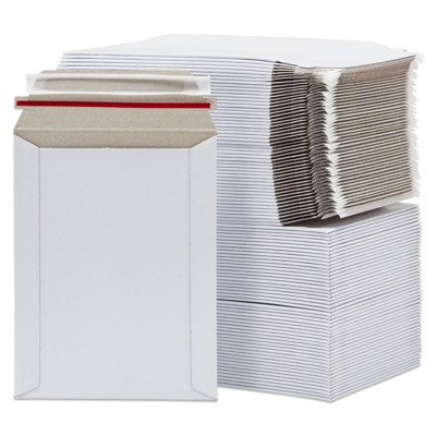 Juvale 100 Rigid Mailer Stay Flat Photo Document Self-Adhesive Paperboard Envelope 6" x 8"