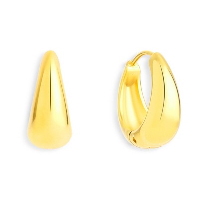 EVRY JEWELS WATERPROOF Gold or Silver Plated Stainless Steel Teardrop Small Curve Hoop Earrings