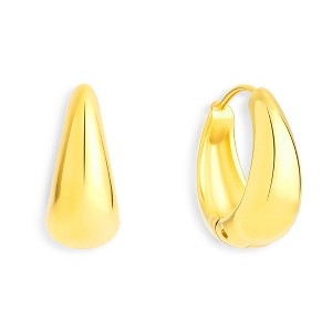 EVRY JEWELS WATERPROOF Gold or Silver Plated Stainless Steel Teardrop Small Curve Hoop Earrings - 1 of 4