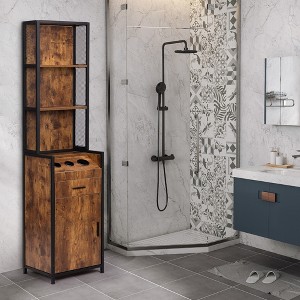 Sevobal Utility Storage Cabinets Vintage Cabinet with Shelves Drawer and Hair Dryer Holders, Cabinet for Bathroom Sylon, Brown, 17.25"*15.75"*70.75" - 1 of 4