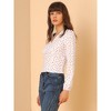 INSPIRE CHIC Women's V Neck Long Sleeve Heart Print Blouse - 4 of 4