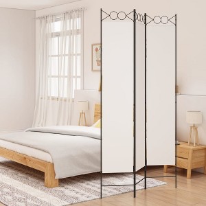 vidaXL 3-Panel Room Divider White 47.2"x86.6" Fabric - 1 of 4