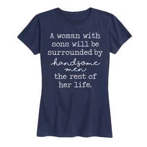 Women's - Instant Message - A Woman With Sons Short Sleeve Graphic T-Shirt - 1 of 4