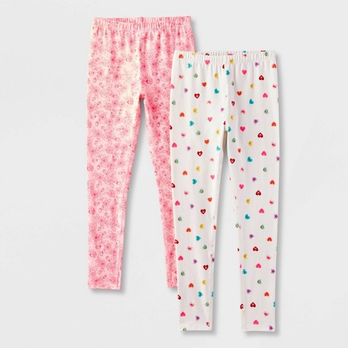 Girls' 2pk Adaptive Valentine's Day Floral & Hearts Leggings - Cat & Jack™  Pink/cream Xl : Target