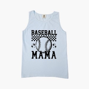 Simply Sage Market Women's Checkered Baseball Mama Garment Dyed Heavy Weight Tank - 1 of 2