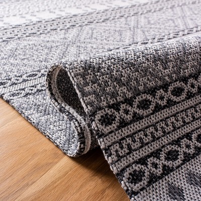 Gray and Anthracite Flat Woven Reversible 4' x 6' Rug