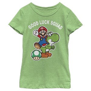 Girl's Nintendo Super Mario St. Patrick's Day Good Luck Squad T-Shirt - 1 of 4