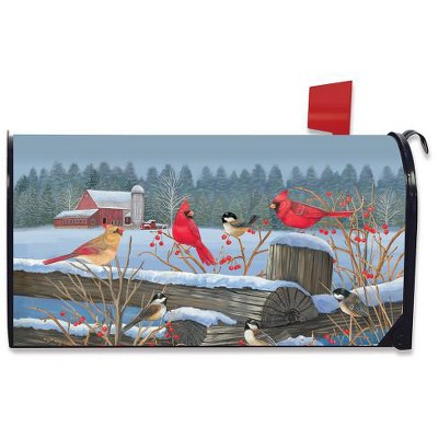 Briarwood Lane Mailbox Cover  - Standard Size - Birds of Winter Cardinals For Winter Mailbox Cover