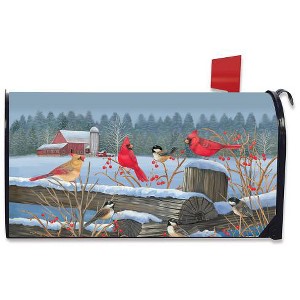 Briarwood Lane Mailbox Cover  - Standard Size - Birds of Winter Cardinals For Winter Mailbox Cover - 1 of 3