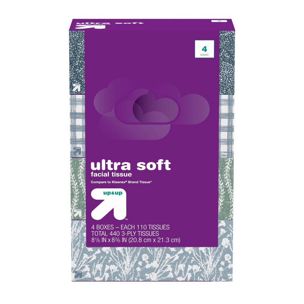 Ultra Soft Facial Tissue 4pk/110ct - Up&Up (Compare to Kleenex)