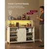 SONGMICS HOME Coffee Bar Cabinet with Smart LED Light, Sliding Barn Doors, S Hooks, Wine Storage - 3 of 4
