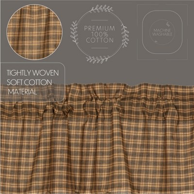 Cedar Green and Brown Cotton Scalloped Window Panels, 84x40
