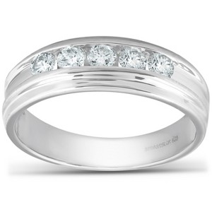 Pompeii3 1/2 Ct Diamond Mens Wedding Ring 10k White Gold - 1 of 4