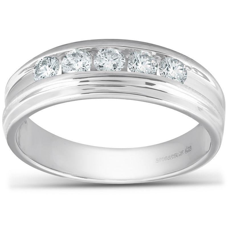 Pompeii3 1/2 Ct Diamond Mens Wedding Ring 10k White Gold, 1 of 5