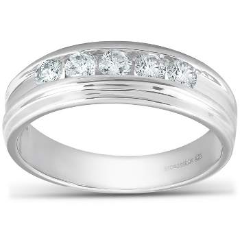 Pompeii3 1/2 Ct Diamond Mens Wedding Ring 10k White Gold